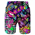 Cartoon Music Colorful Graffiti Beach Shorts uomo 3d Print costume da bagno Summer Surf Board Shorts