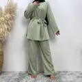 Donne musulmane moda abbigliamento donna turchia Dubai fashion simple atmosphere set pantaloni a