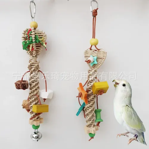 Natur stroh Papagei Spielzeug Vogel Barsch Kauen Spielzeug Sittich Spielzeug Vogelkäfig Zubehör