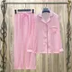 Summer Pajama Sets for Women Short Pink Striped Ice Silk Pajamas for Women Home Suit Clothing