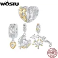 WOSTU 925 Sterling Silver 18K Gold Mother's Day Gift Tree of Life Charms Angel Wings Mom Heart Bead
