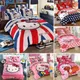 Sanrio Hello Kitty Bedding Four Piece Set Cotton Kitty Cat Queen Size Flat Sheet Duvet Cover