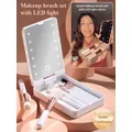 Makeup Mirror Set with Lid Dustproof Organizer Lighted Makeup Brush Set Mirror for Bloggers