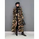 2023 autumn new women's long coat thickened trench coat A large leopard elegant skirt loose large