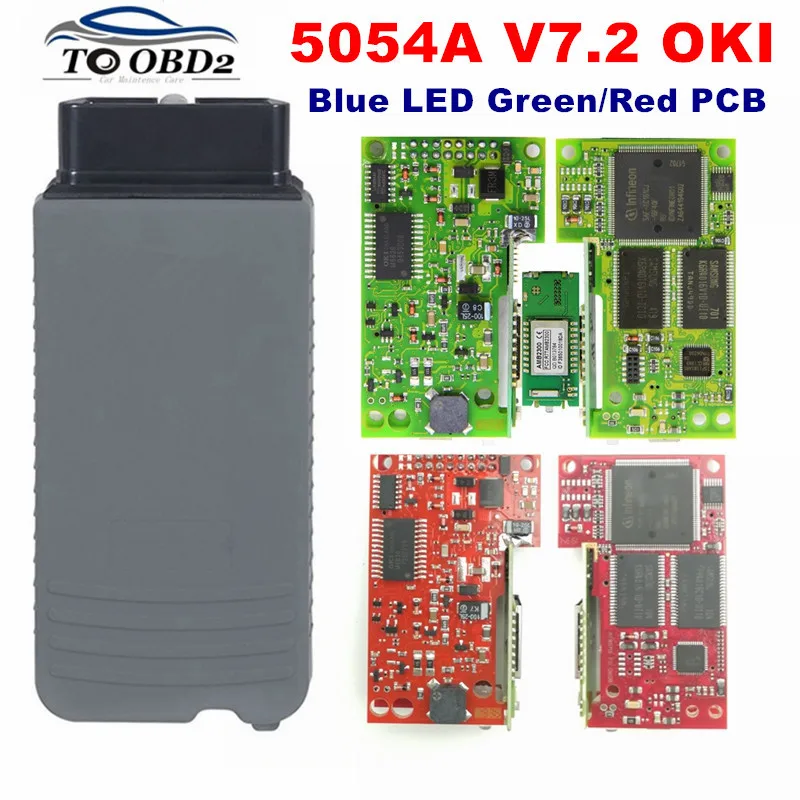 Upgrade der roten Leiterplatte V7.2 & Engineering V14 für VAG-Autos 5054A AMB2300 Bluetooth OKI Vollchipsatz Perfektprogrammierung 5054 blaue LED Image