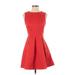 Jack Wills Casual Dress - A-Line Crew Neck Sleeveless: Red Solid Dresses - Women's Size 4