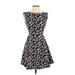 French Connection Casual Dress - Party Crew Neck Sleeveless: Black Print Dresses - Women's Size 0