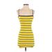 Forever 21 Casual Dress - Bodycon Square Sleeveless: Yellow Stripes Dresses - Women's Size Small