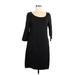 H&M Casual Dress - Shift Scoop Neck 3/4 sleeves: Black Print Dresses - Women's Size 8