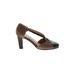 Naturalizer Heels: Pumps Chunky Heel Chic Brown Print Shoes - Women's Size 5 1/2 - Round Toe