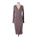 Jessica Simpson Casual Dress - Midi: Burgundy Marled Dresses - Women's Size Small