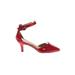 Chase & Chloe Heels: Pumps Kitten Heel Feminine Red Print Shoes - Women's Size 6 - Pointed Toe