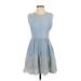 Jack Wills Casual Dress - A-Line: Blue Jacquard Dresses - Women's Size 4
