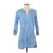 Gretchen Scott Designs Casual Dress - Mini V-Neck 3/4 sleeves: Blue Dresses - Women's Size Small