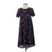 Lularoe Casual Dress - A-Line Square Short Sleeve: Blue Print Dresses - Women's Size X-Small