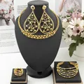 Ensemble de boucles d'oreilles pendantes en or bohème pour femmes collier bracelet bague Dubaï