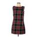 BB Dakota Casual Dress - Shift Crew Neck Sleeveless: Black Plaid Dresses - Women's Size Large