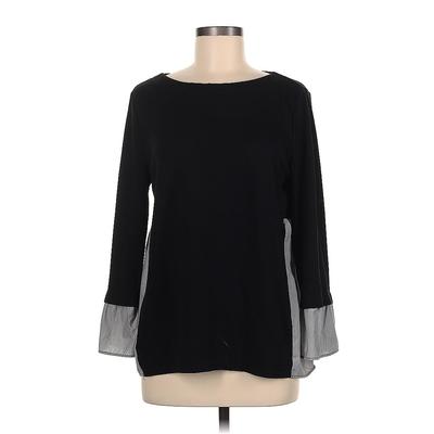 Ann Taylor LOFT Long Sleeve Top Black Boatneck Tops - Women's Size Medium