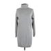 Lole Casual Dress - Sweater Dress High Neck 3/4 sleeves: Gray Marled Dresses - Women's Size Large