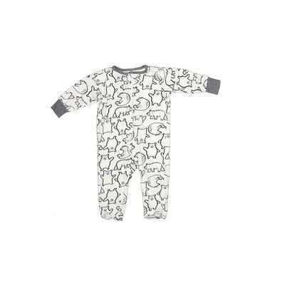 Gerber Long Sleeve Onesie: Gray Graphic Bottoms - Size 3-6 Month