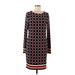 MICHAEL Michael Kors Casual Dress - Sheath Crew Neck Long sleeves: Black Polka Dots Dresses - Women's Size Medium