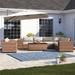 Lark Manor™ Ambroselli 11 Piece Rattan Sectional Seating Group w/ Cushions Synthetic Wicker/All - Weather Wicker/Wicker/Rattan in Brown | Outdoor Furniture | Wayfair