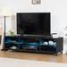 Orren Ellis Raedawn 57.08" Media Console w/ Multi-Colors LED Strip Light, TV Stand for TVs up to 65" Wood in Black | 16.14 H in | Wayfair