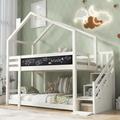 YARDIN Hausbett Kinderbett 90x200 mit Speicherung und Rausfallschutz, Etagenbett Baumhaus Hochbett