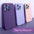 Custodia per telefono in silicone liquido quadrato viola scuro di colore per iPhone 12 13 14 Pro Max Mini 15 Plus Full X XS MAX 6 6S 7 8 SE 2022 Cover protettiva