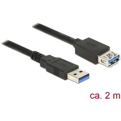 Delock - USB-Kabel usb 3.2 Gen1 (usb 3.0 / usb 3.1 Gen1) usb-a Stecker, usb-a Buchse 2.00 m Schwarz Image