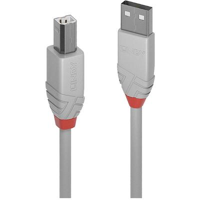 LINDY USB-Kabel USB 2.0 USB-A Stecker, USB-B Stecker 1.00 m Grau 36682 Image