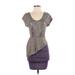 Wow Couture Cocktail Dress - Bodycon Scoop Neck Short Sleeve: Purple Dresses - Women's Size Medium