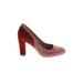 Boden Heels: Pumps Chunky Heel Work Burgundy Solid Shoes - Women's Size 39 - Round Toe