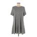 Natural Life Casual Dress - A-Line High Neck Short Sleeve: Gray Dresses - Women's Size Medium