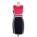 Calvin Klein Casual Dress - Sheath Scoop Neck Sleeveless: Red Color Block Dresses - Women's Size 12