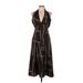 Banana Republic Factory Store Casual Dress - Wrap: Black Graphic Dresses - Women's Size 8 Petite