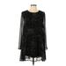 Ecote Casual Dress - A-Line: Black Jacquard Dresses - Women's Size Large