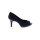 Bandolino Heels: Pumps Stiletto Cocktail Blue Solid Shoes - Women's Size 8 - Peep Toe