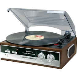 Soundmaster PL186H Plattenspieler Radio eingebaute Lautsprecher Kopfhörerbuchse Retro Nostalgie Image
