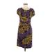 Boden Casual Dress - Sheath Scoop Neck Short sleeves: Purple Floral Dresses - Women's Size 6