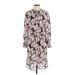 J.Crew Mercantile Casual Dress - Shirtdress High Neck 3/4 sleeves: Black Floral Dresses - New - Women's Size X-Small