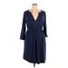 Torrid Casual Dress V-Neck 3/4 sleeves: Blue Print Dresses - Women's Size 1X Plus