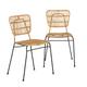 Lot de 2 chaises en rotin bois clair 54x52 cm