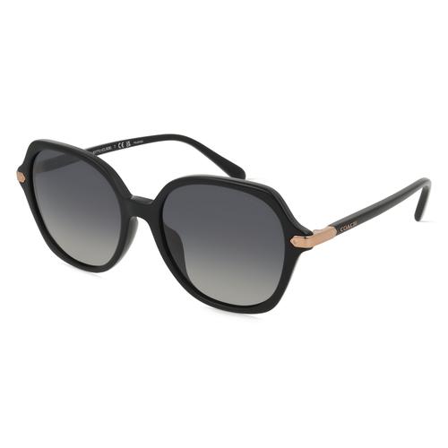 Coach HC8377U Damen-Sonnenbrille Vollrand Rund Acetat-Gestell, schwarz