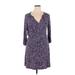 a.n.a. A New Approach Casual Dress - Mini V-Neck 3/4 sleeves: Purple Dresses - Women's Size X-Large