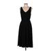 Ann Taylor Casual Dress - Fit & Flare: Black Solid Dresses - Women's Size Medium