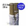 100 x Tutori in bambù naturale 150 cm, 11-14 mm. Canne bamboo per sostiene oortaggi, piante,