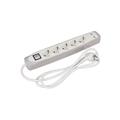 Presa multipla con interruttore - 5 prese - 2 porte usb - colore grigio/bianco - schuko