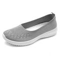 Damen Turnschuhe Flache Schuhe Slip-Ons Komfort Schuhe Outdoor Gehen Feste Farbe Sommer Flacher Absatz Runde Zehe Elegant Brautkleider schlicht Komfort Wanderschuhe Satin Halbschuhe Schwarz und Grau