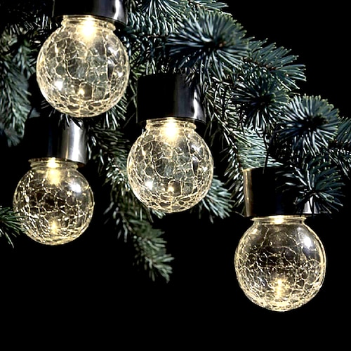 Weihnachts-Solarleuchten für den Außenbereich aus gesprungenem Glas, Solar-Gartenleuchten, wasserdichte LED-Hängekugelleuchten für Weihnachtsdekoration im Außenbereich, Garten und Terrasse Image